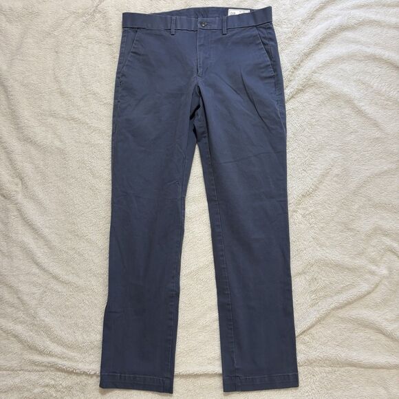 Gap Pants Chino Mens 33x32 Straight Fit Blue Performance Flat Front Khaki Casual - Picture 1 of 10